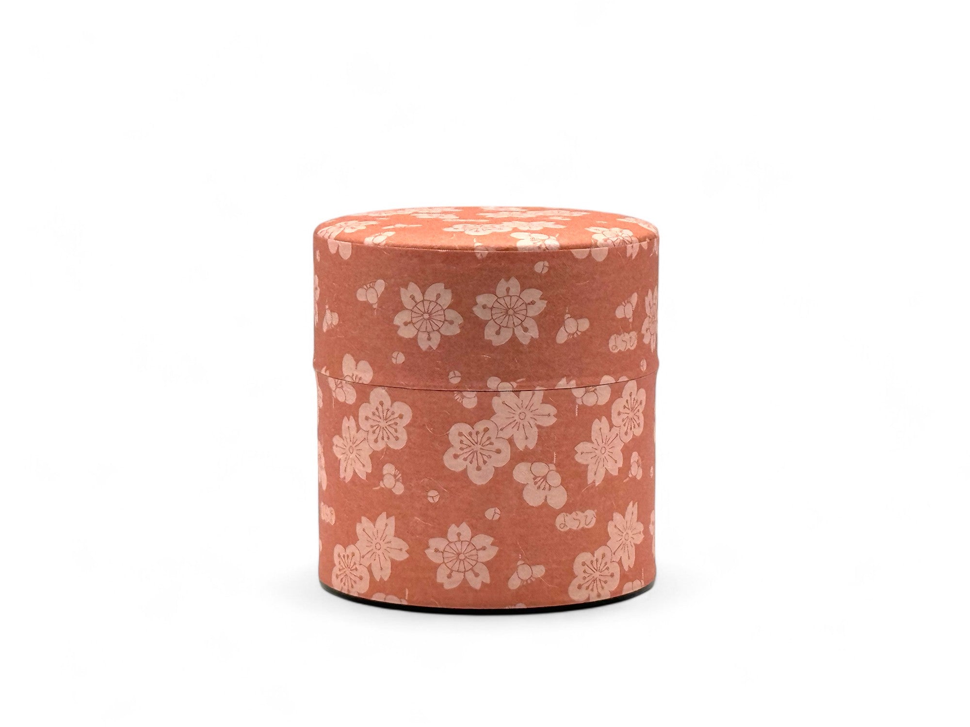 Sakuraume Cherry Blossom Pink Washi Paper Wrapped Tea Canister (S) - Japanese Chazutsu