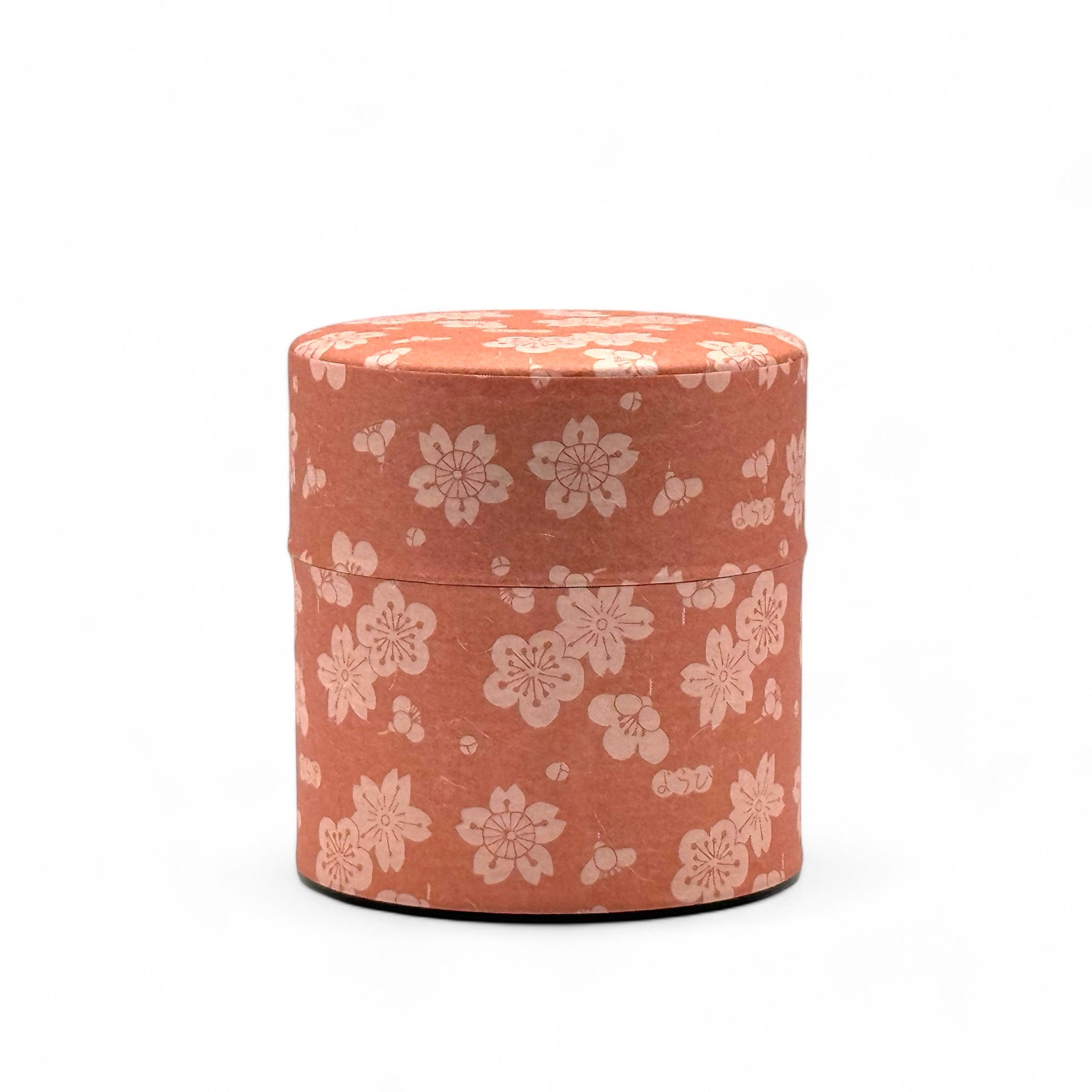 Sakuraume Cherry Blossom Pink Washi Paper Wrapped Tea Canister (S) - Japanese Chazutsu