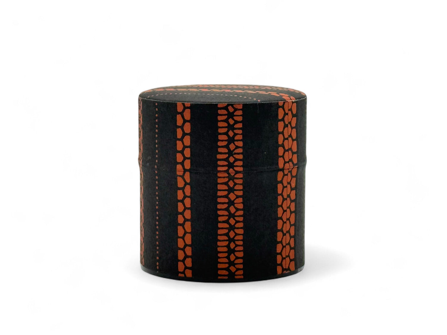 Shima Stripe Brown Washi Paper Wrapped Tea Canister (S) - Japanese Chazutsu