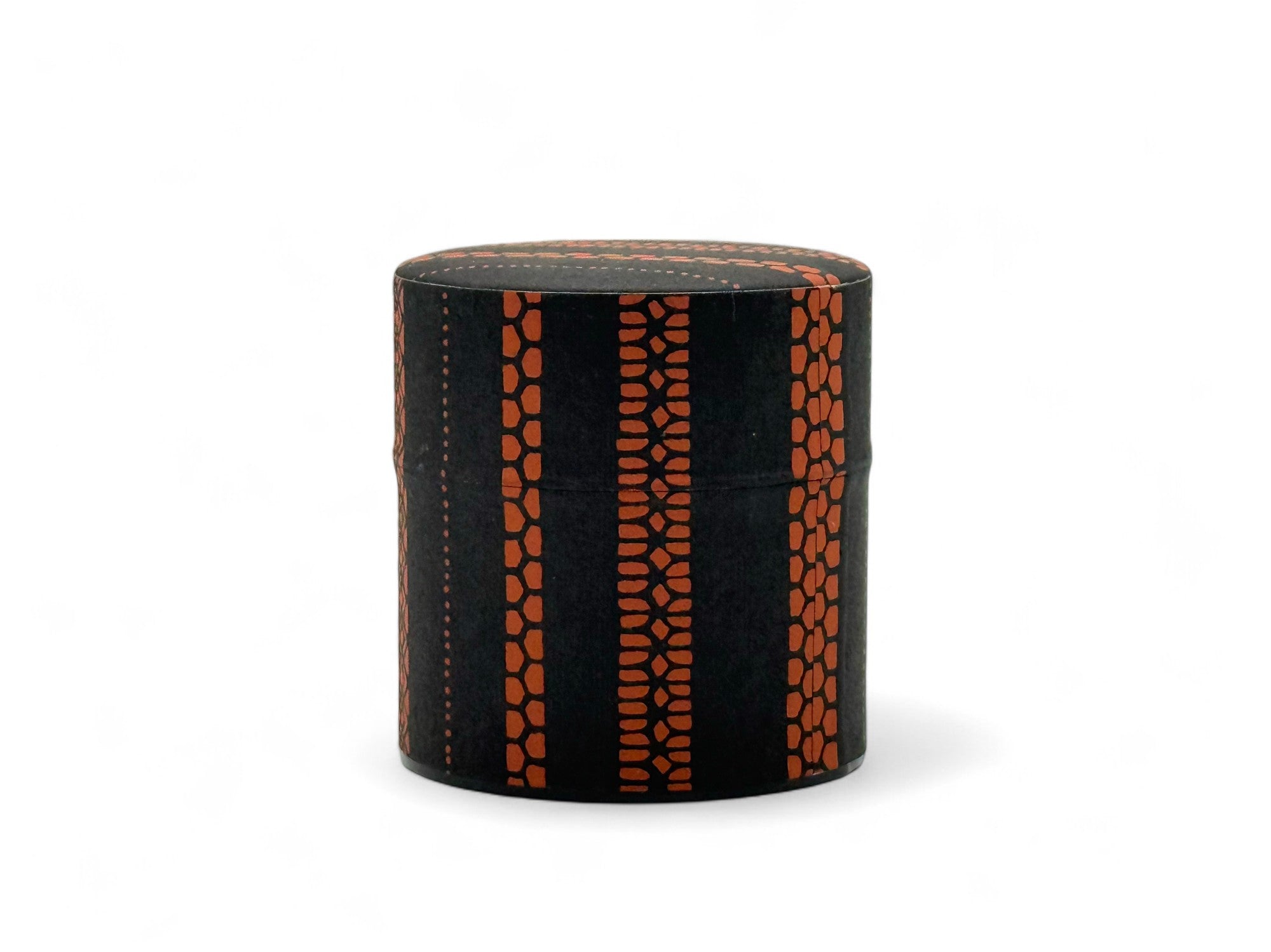 Shima Stripe Brown Washi Paper Wrapped Tea Canister (S) - Japanese Chazutsu