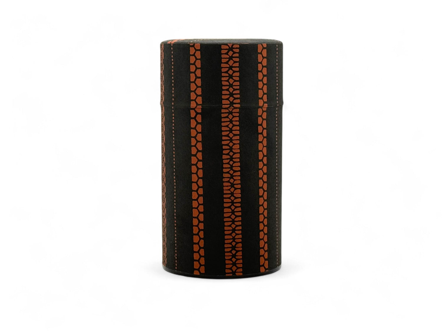 Shima Stripe Brown Washi Paper Wrapped Tea Canister (L) - Japanese Chazutsu