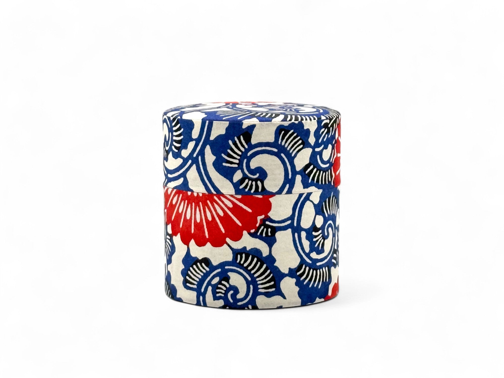 Karahana Blue Washi Paper Wrapped Tea Canister (S) - Japanese Chazutsu
