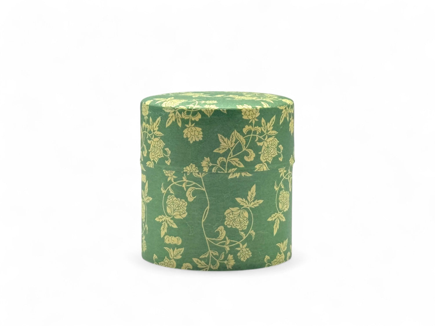Hana Karakusa Green Washi Paper Wrapped Tea Canister (S) - Japanese Chazutsu
