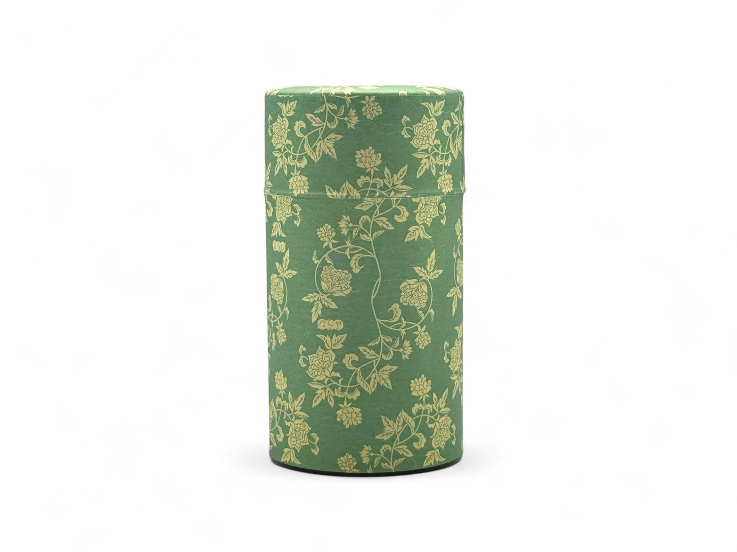 Hana Karakusa Green Washi Paper Wrapped Tea Canister (L) - Japanese Chazutsu