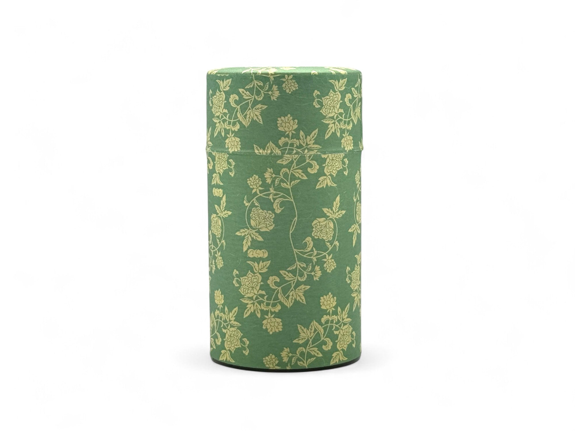 Hana Karakusa Green Washi Paper Wrapped Tea Canister (L) - Japanese Chazutsu