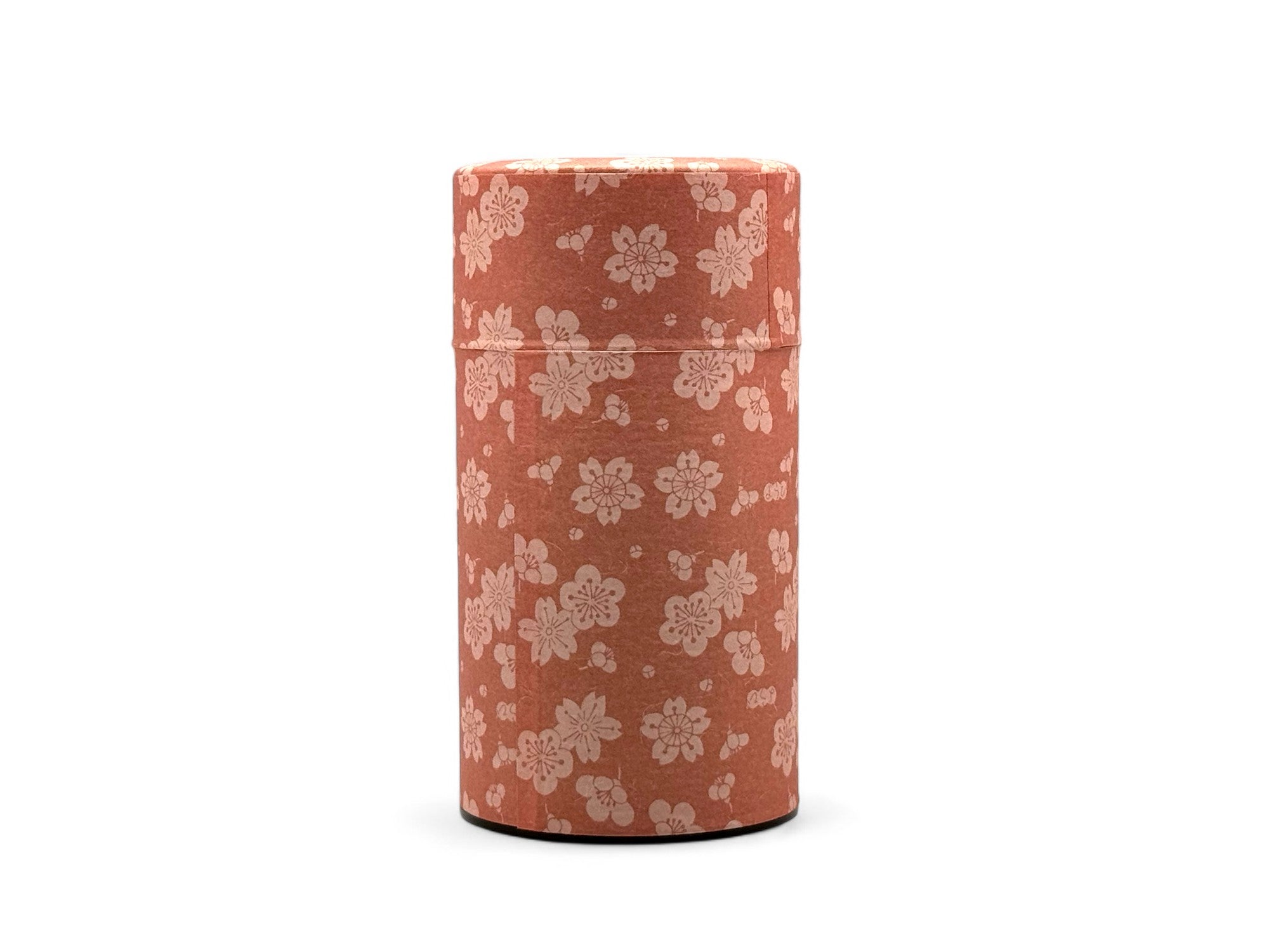 Sakuraume Cherry Blossom Pink Washi Paper Wrapped Tea Canister (L) - Japanese Chazutsu