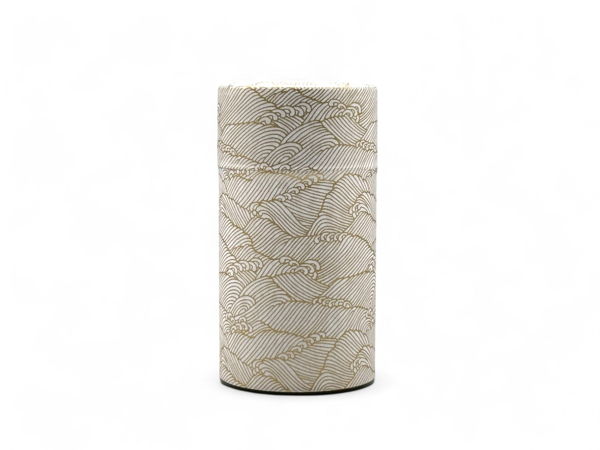 Kenran Nami White Washi Paper Wrapped Tea Canister (L) - Japanese Chazutsu