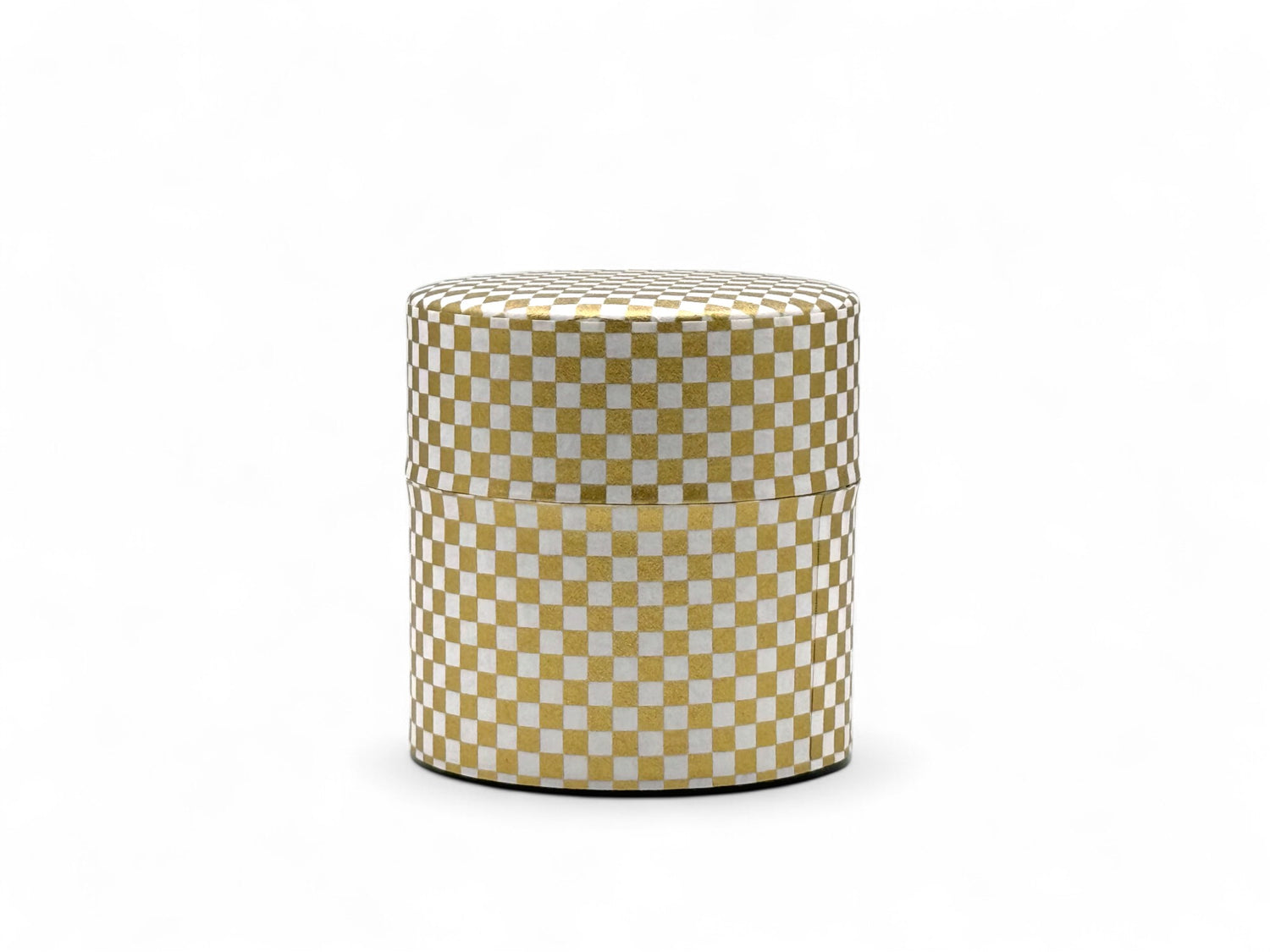Ichimatsu Checkered Gold Washi Paper Wrapped Tea Canister (S) - Japanese Chazutsu