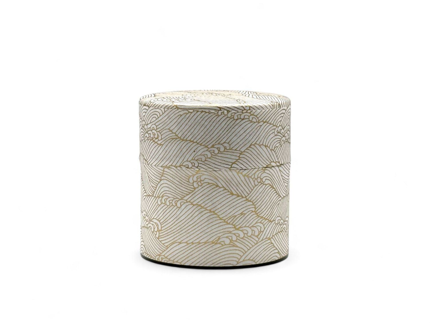 Kenran Nami White Washi Paper Wrapped Tea Canister (S) - Japanese Chazutsu
