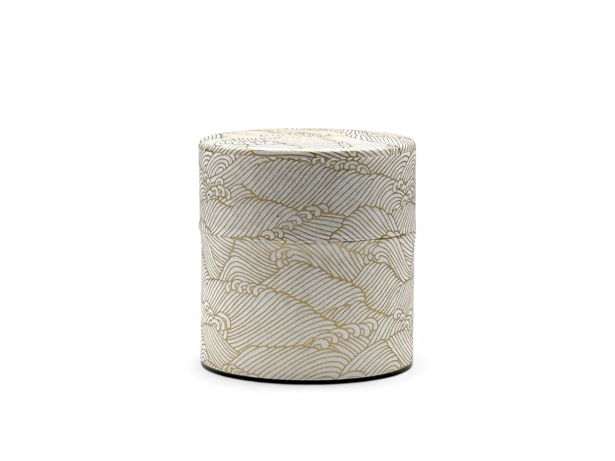 Kenran Nami White Washi Paper Wrapped Tea Canister (S) - Japanese Chazutsu