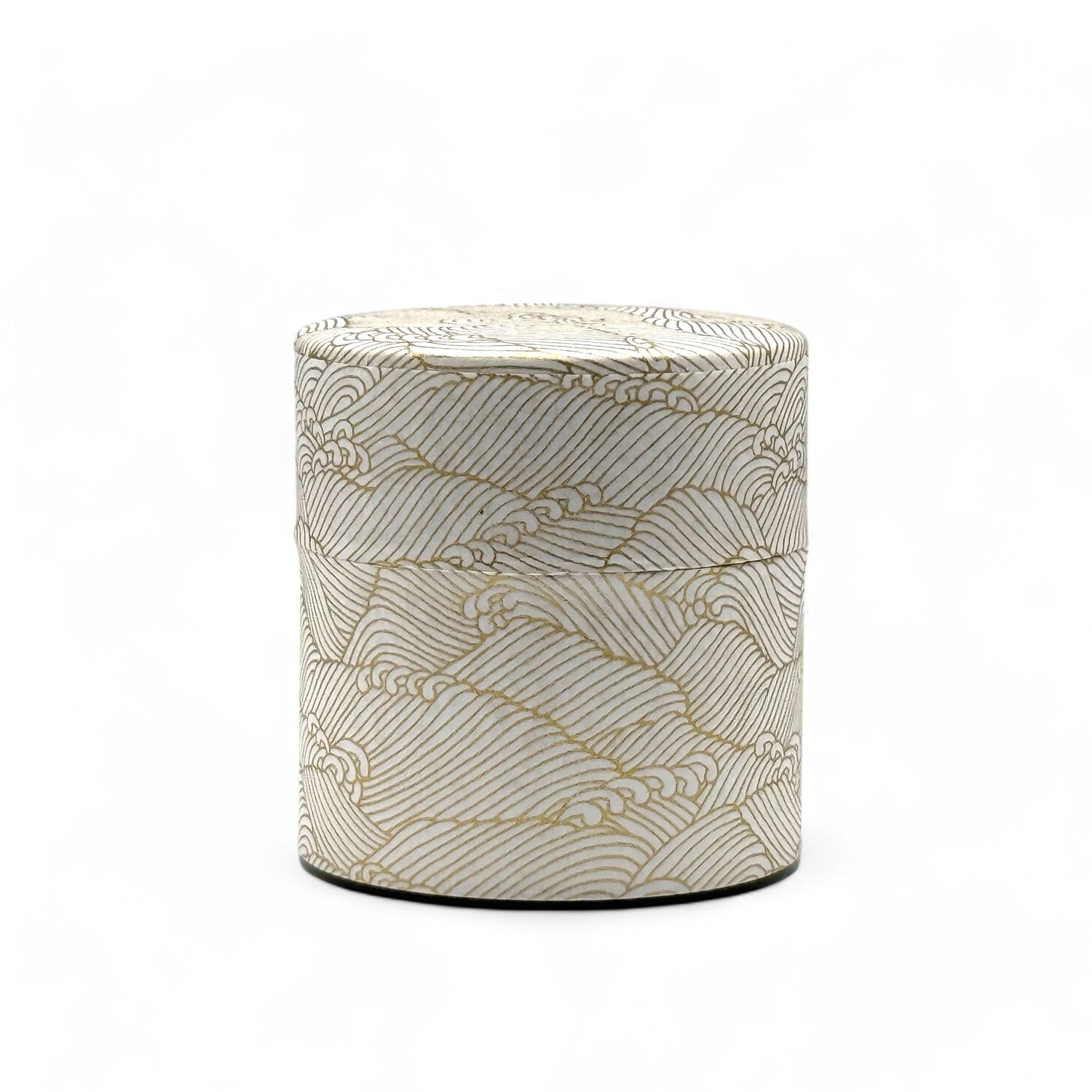 Kenran Nami White Washi Paper Wrapped Tea Canister (S) - Japanese Chazutsu
