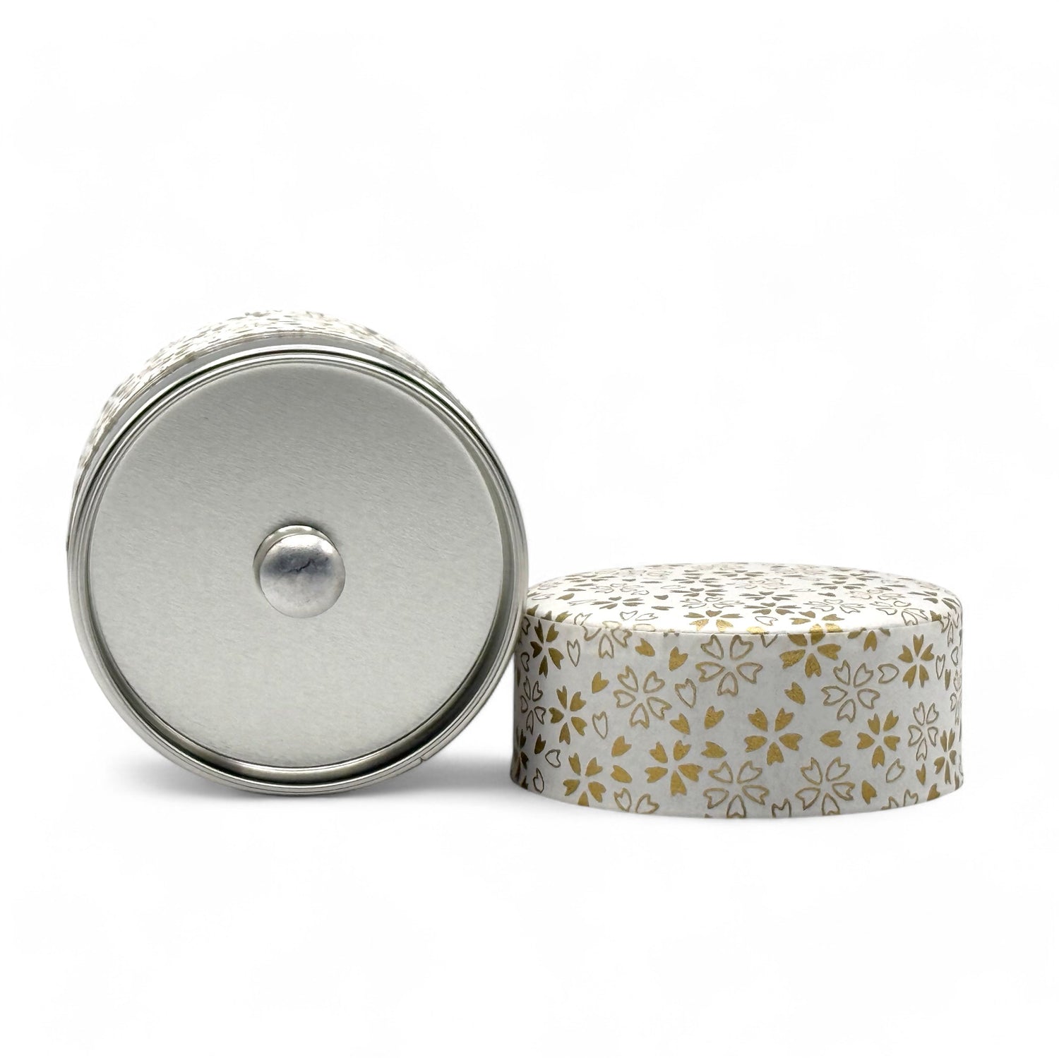 Kenran Hana White Washi Paper Wrapped Tea Canister (S) - Japanese Chazutsu