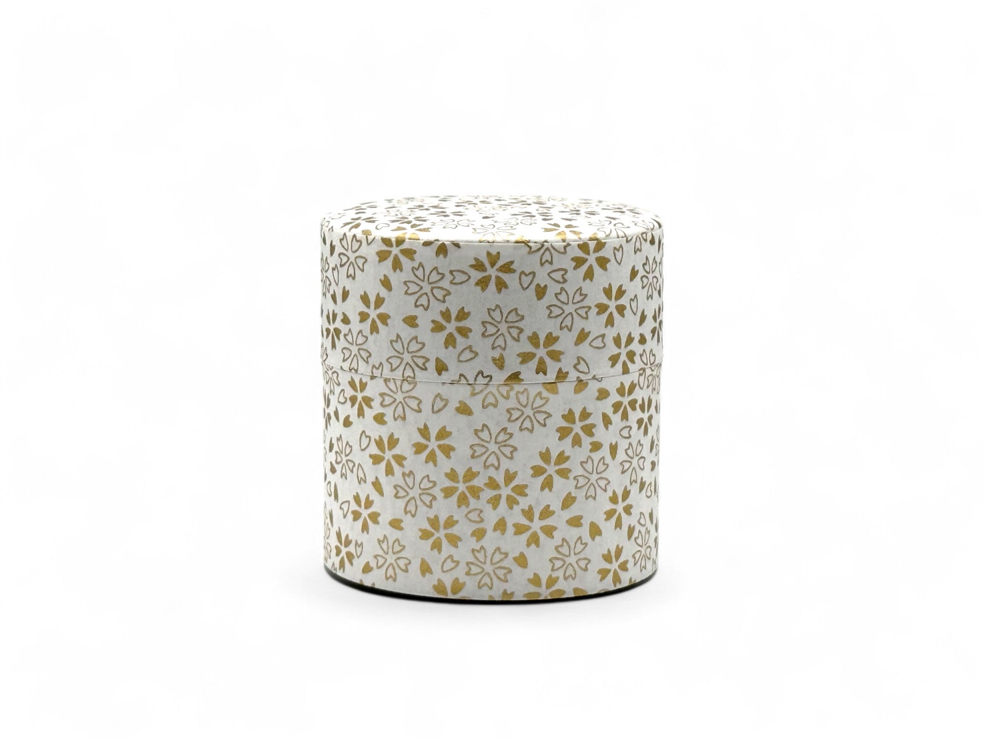 Kenran Hana White Washi Paper Wrapped Tea Canister (S) - Japanese Chazutsu