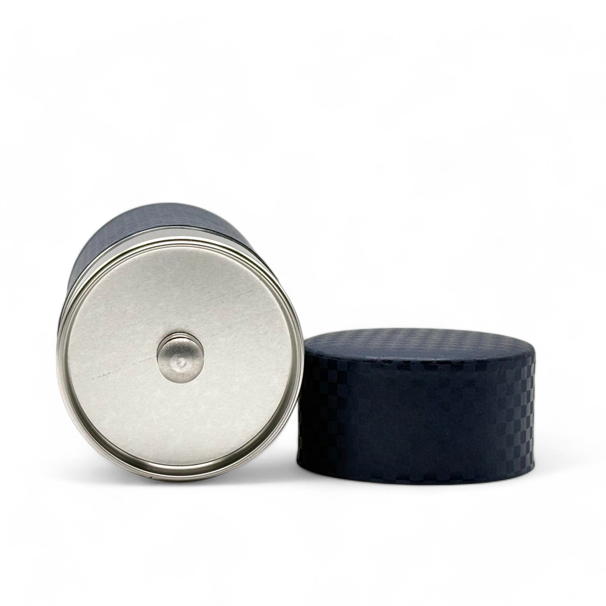 Ichimatsu Checkered Blue Washi Paper Wrapped Tea Canister (L) - Japanese Chazutsu