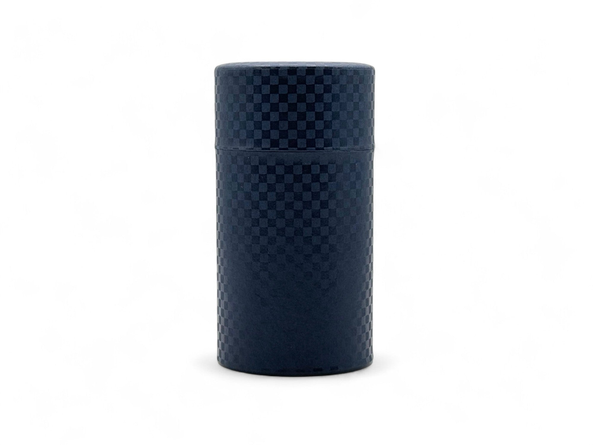 Ichimatsu Checkered Blue Washi Paper Wrapped Tea Canister (L) - Japanese Chazutsu