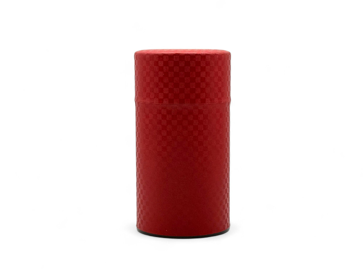 Ichimatsu Checkered Red Washi Paper Wrapped Tea Canister (L) - Japanese Chazutsu