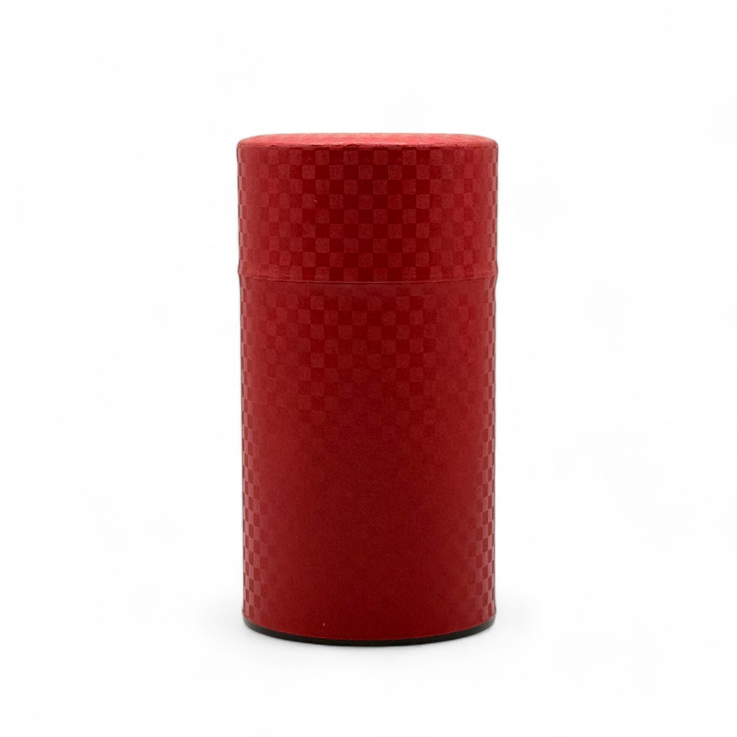 Ichimatsu Checkered Red Washi Paper Wrapped Tea Canister (L) - Japanese Chazutsu