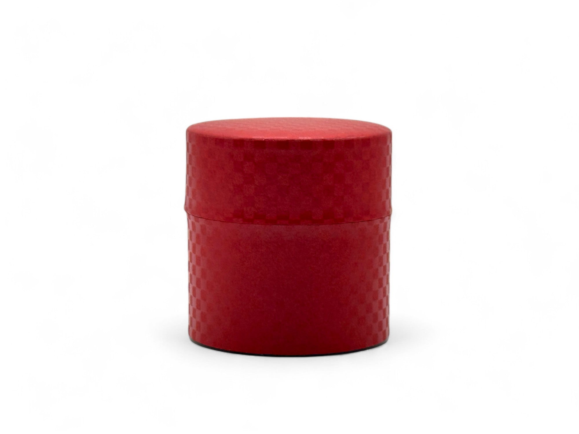 Ichimatsu Checkered Red Washi Paper Wrapped Tea Canister (S) - Japanese Chazutsu