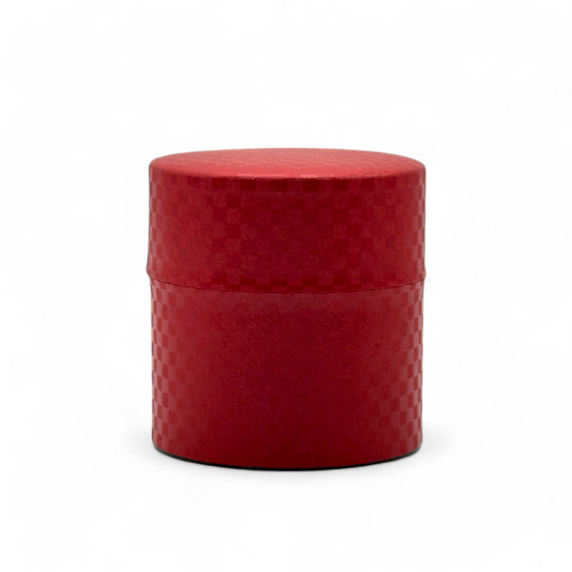 Ichimatsu Checkered Red Washi Paper Wrapped Tea Canister (S) - Japanese Chazutsu