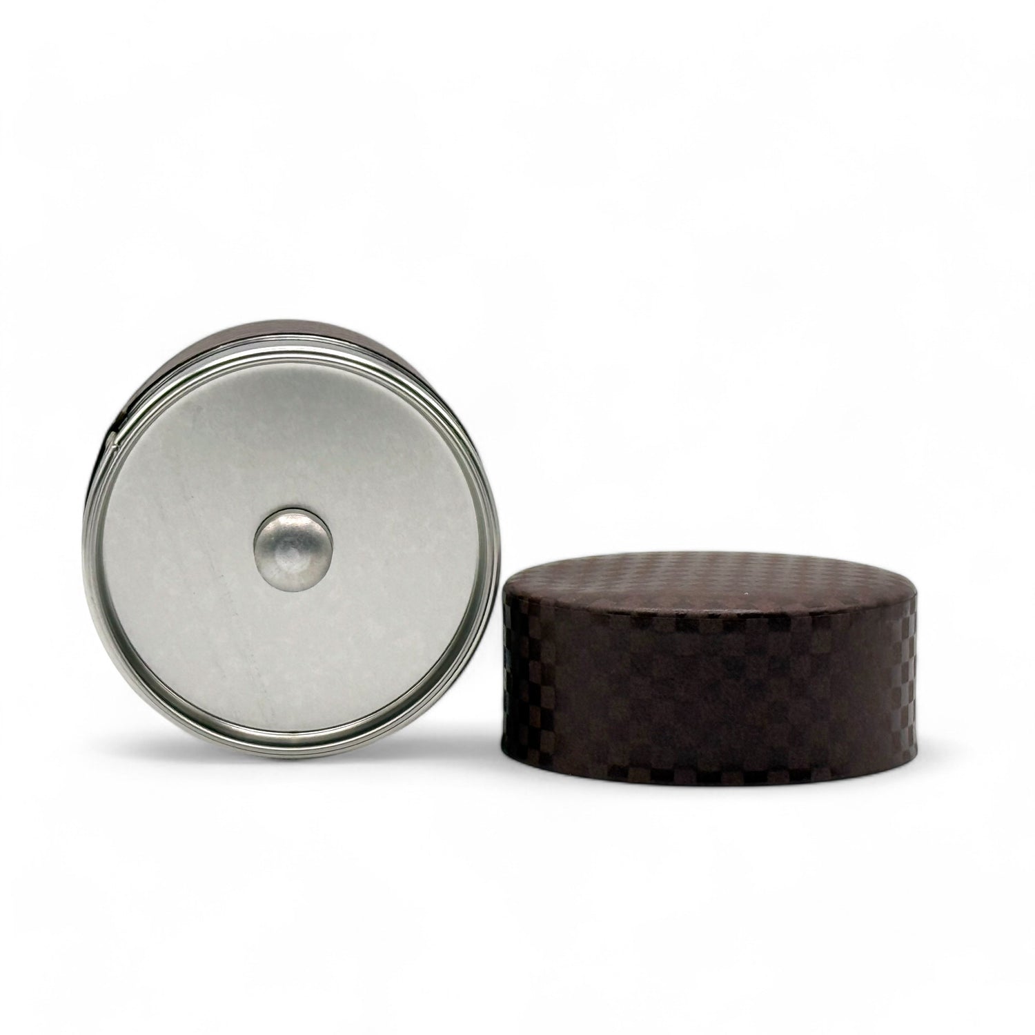 Ichimatsu Checkered Brown Washi Paper Wrapped Tea Canister (S) - Japanese Chazutsu