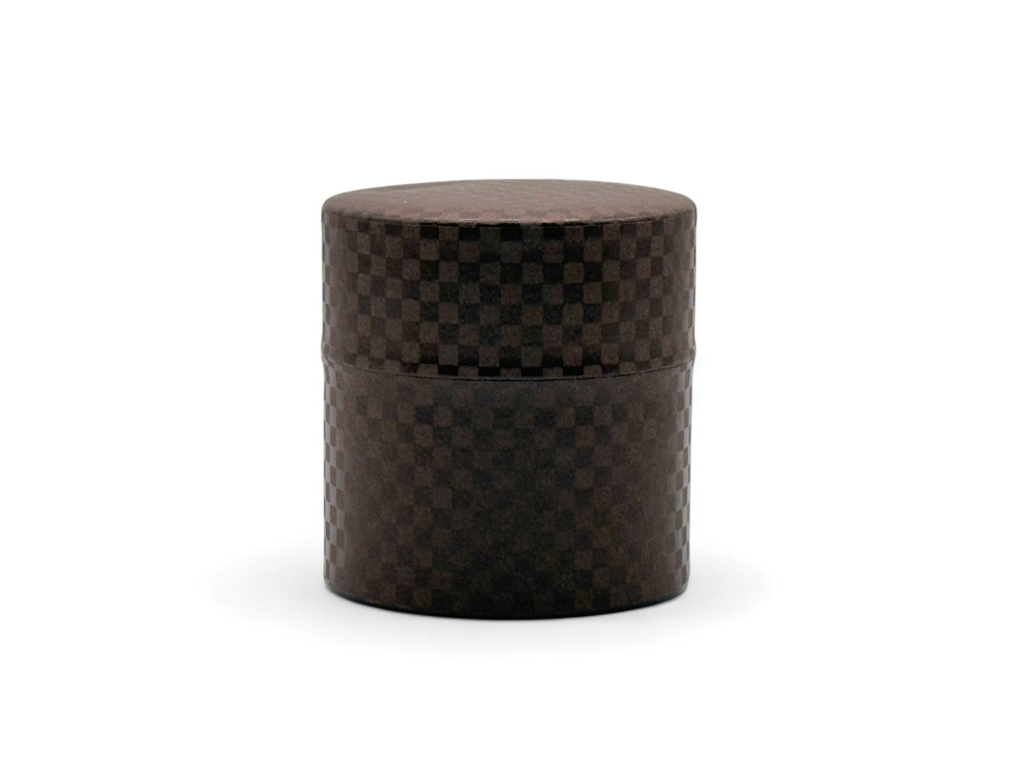 Ichimatsu Checkered Brown Washi Paper Wrapped Tea Canister (S) - Japanese Chazutsu