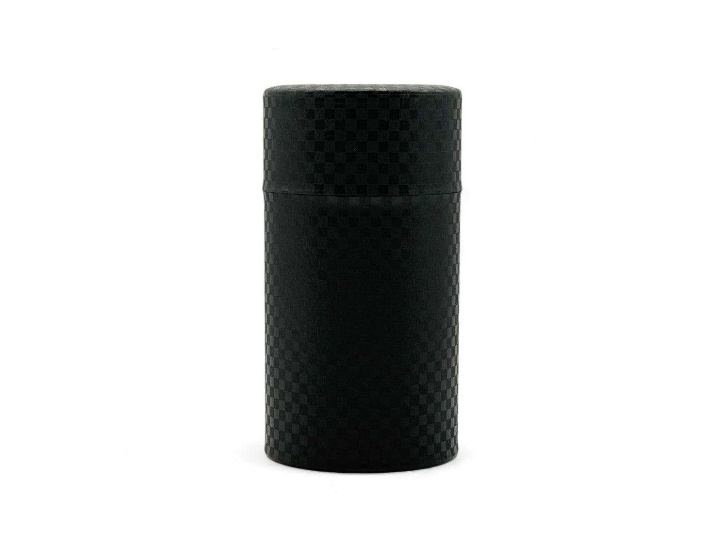 Ichimatsu Checkered Black Washi Paper Wrapped Tea Canister (L) - Japanese Chazutsu