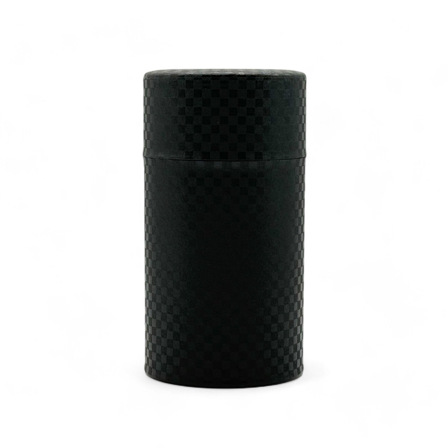 Ichimatsu Checkered Black Washi Paper Wrapped Tea Canister (L) - Japanese Chazutsu