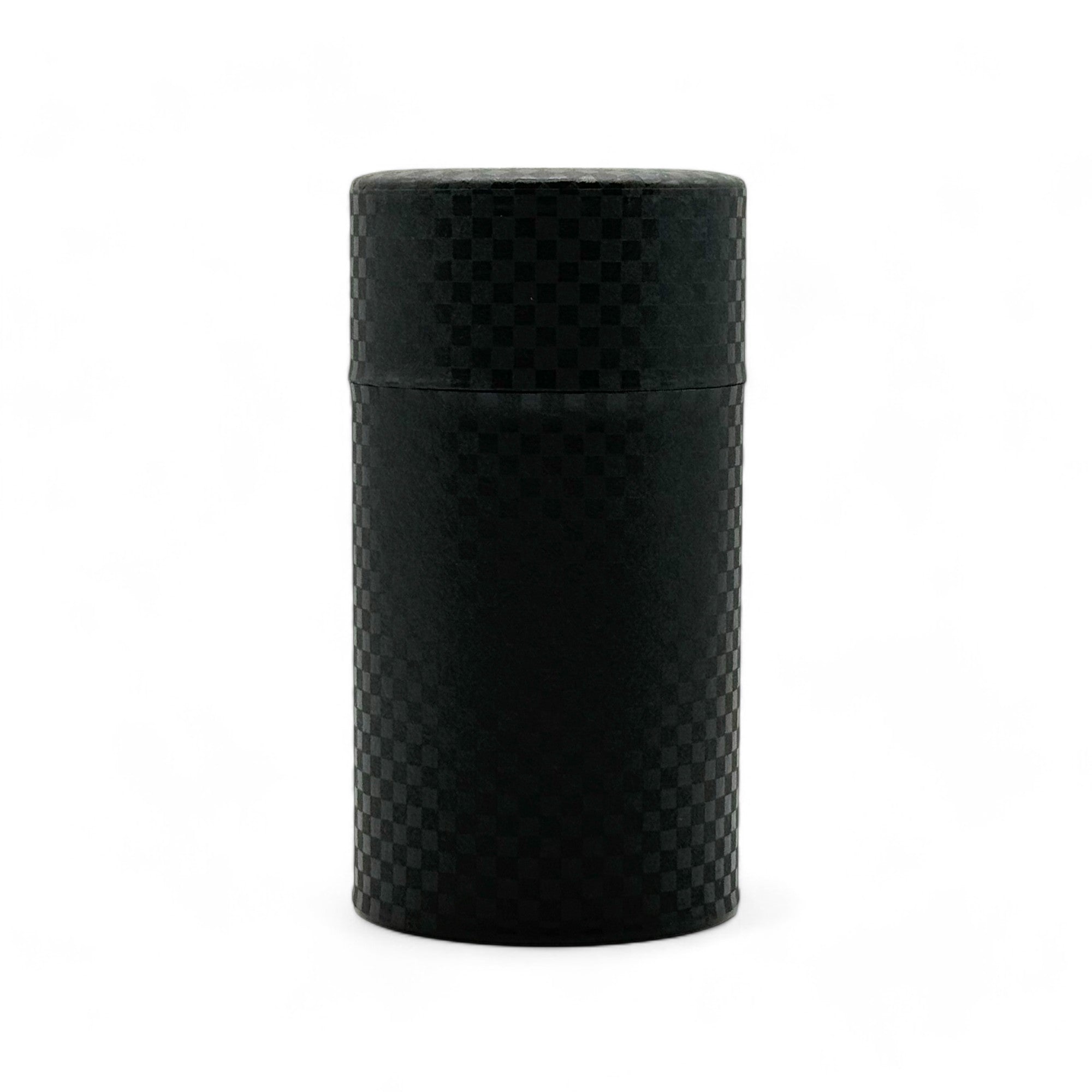 Ichimatsu Checkered Black Washi Paper Wrapped Tea Canister (L) - Japanese Chazutsu