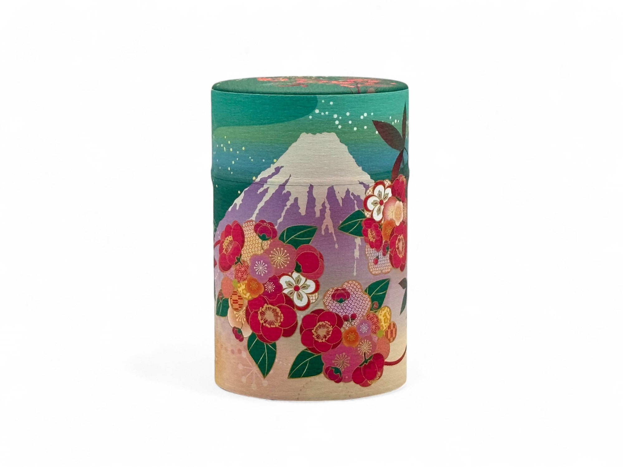 Shizukan Nanten Green Mt. Fuji Series Washi Paper Wrapped Tea Canister (S) - Japanese Chazutsu