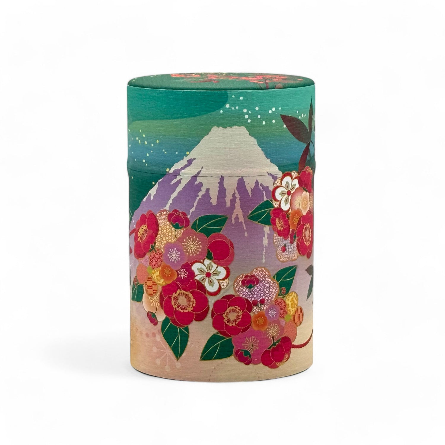 Shizukan Nanten Green Mt. Fuji Series Washi Paper Wrapped Tea Canister (S) - Japanese Chazutsu