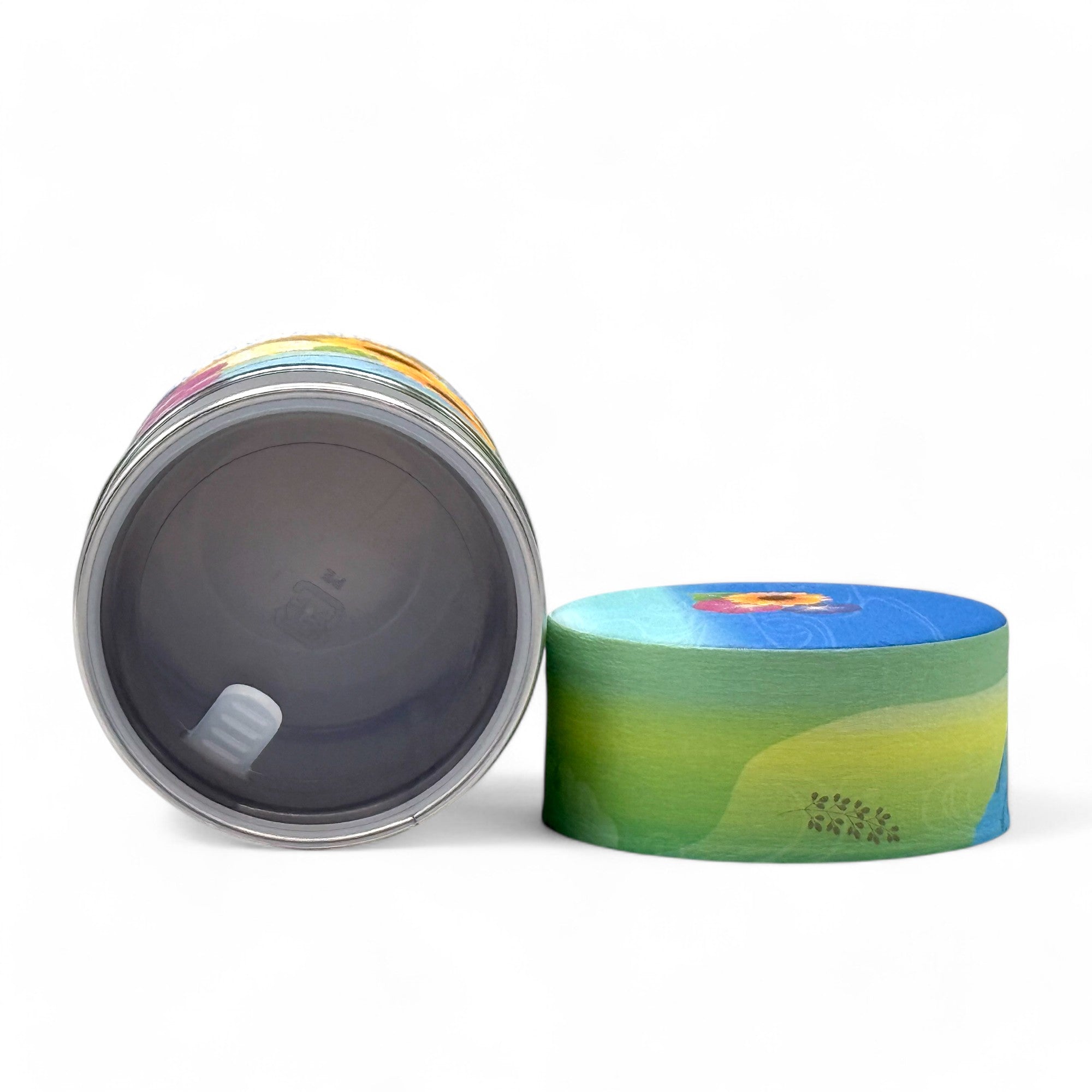 Shizukan Asago Blue Mt. Fuji Series Washi Paper Wrapped Tea Canister (S) - Japanese Chazutsu