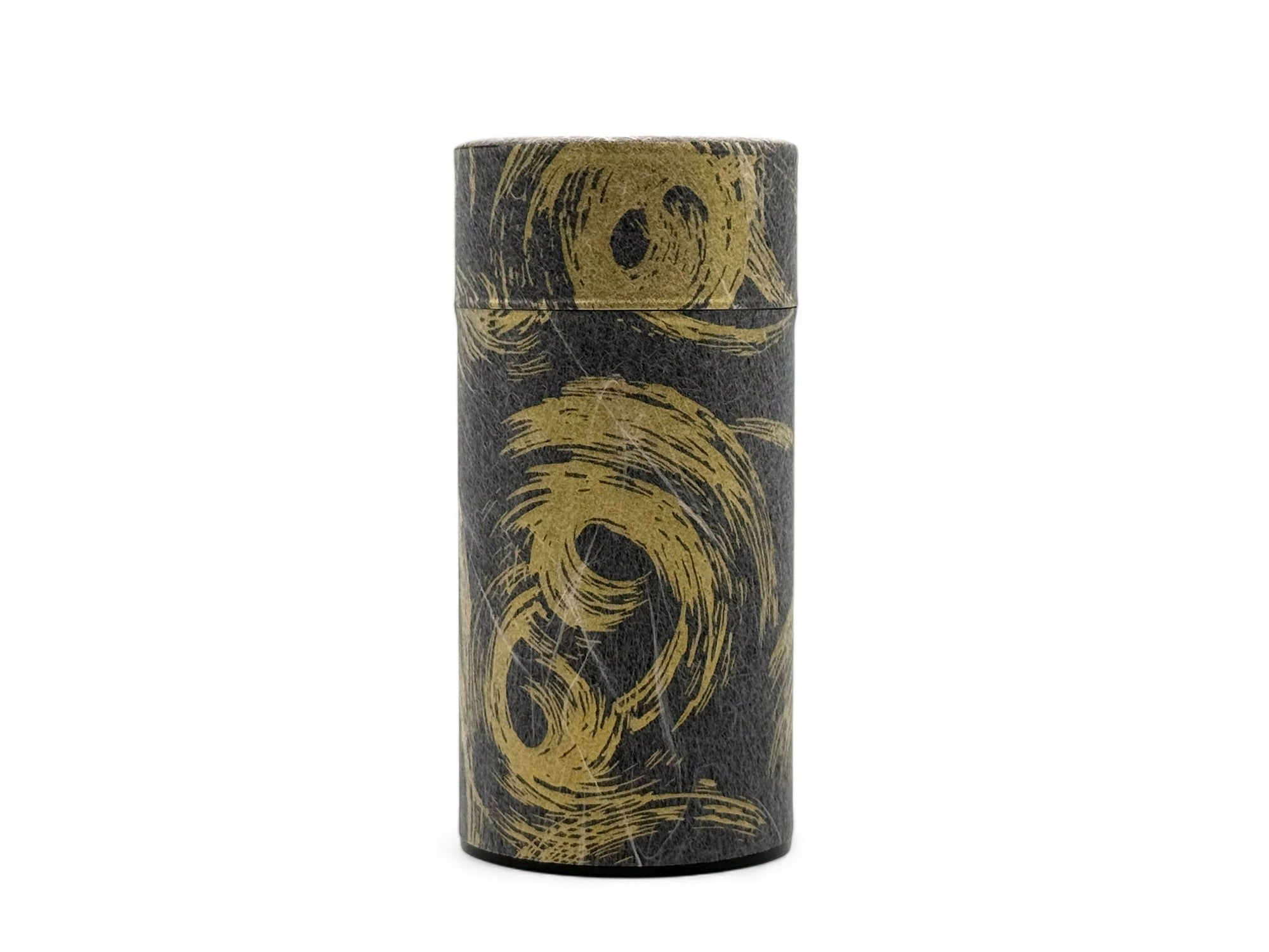 Okumura Seikan Nankyo Black Gold Washi Paper Wrapped Tea Canister (L) - Japanese Chazutsu