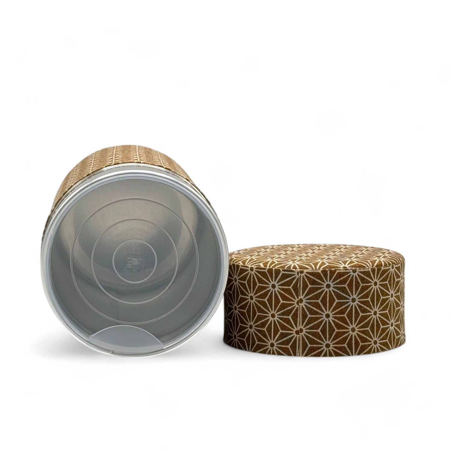 Okumura Seikan Asanoha Brown Washi Paper Wrapped Tea Canister (L) - Japanese Chazutsu