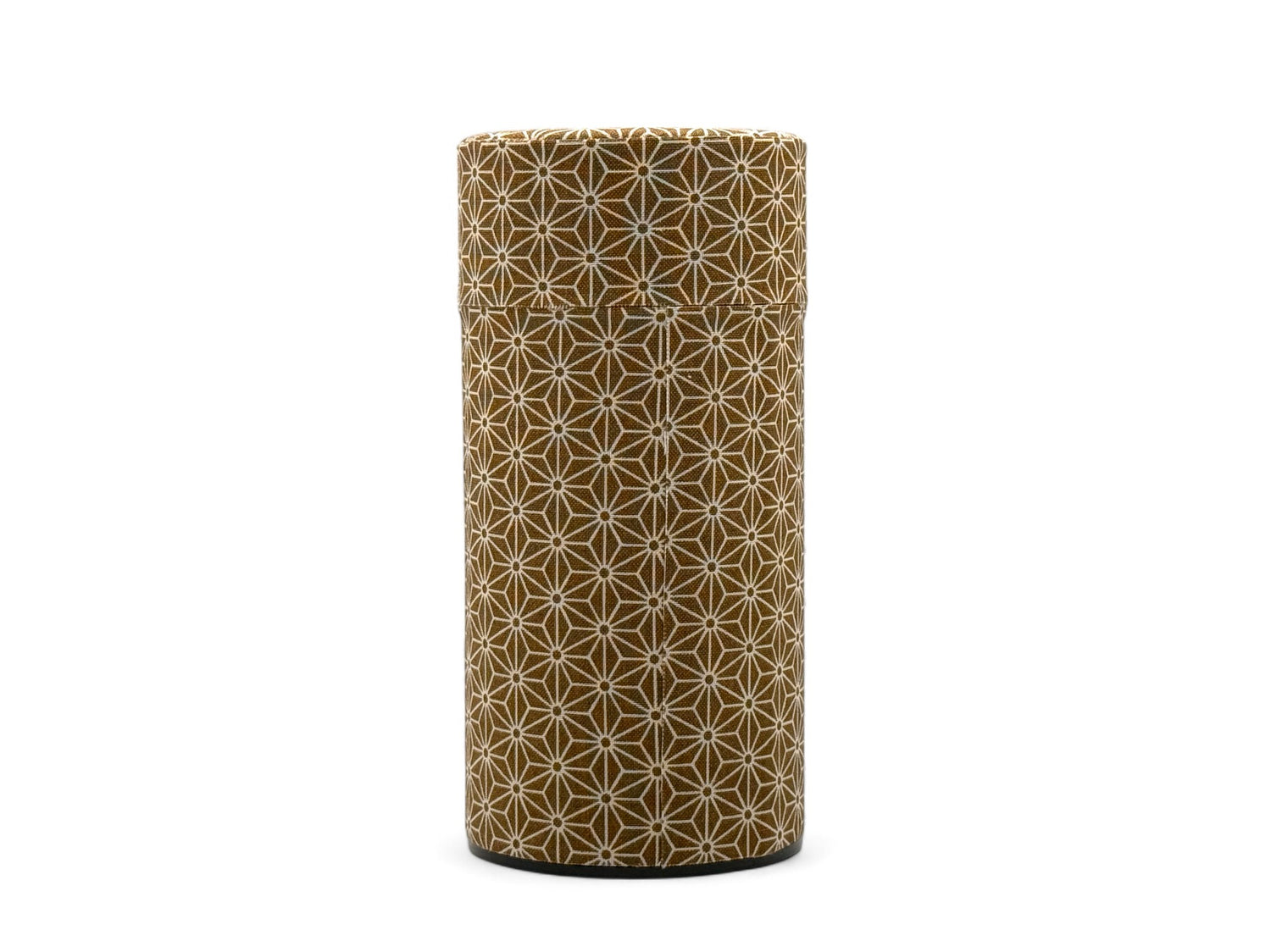 Okumura Seikan Asanoha Brown Washi Paper Wrapped Tea Canister (L) - Japanese Chazutsu
