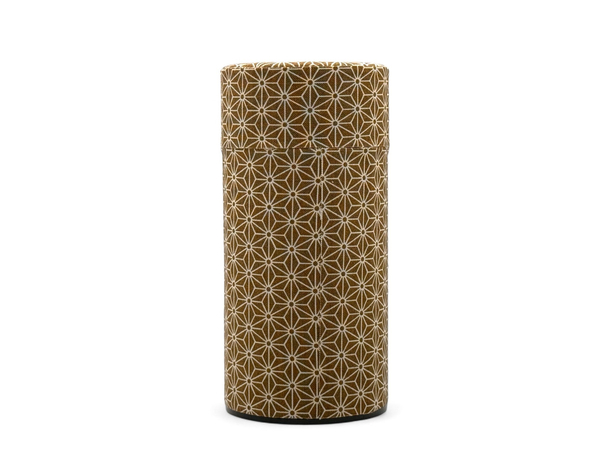 Okumura Seikan Asanoha Brown Washi Paper Wrapped Tea Canister (L) - Japanese Chazutsu