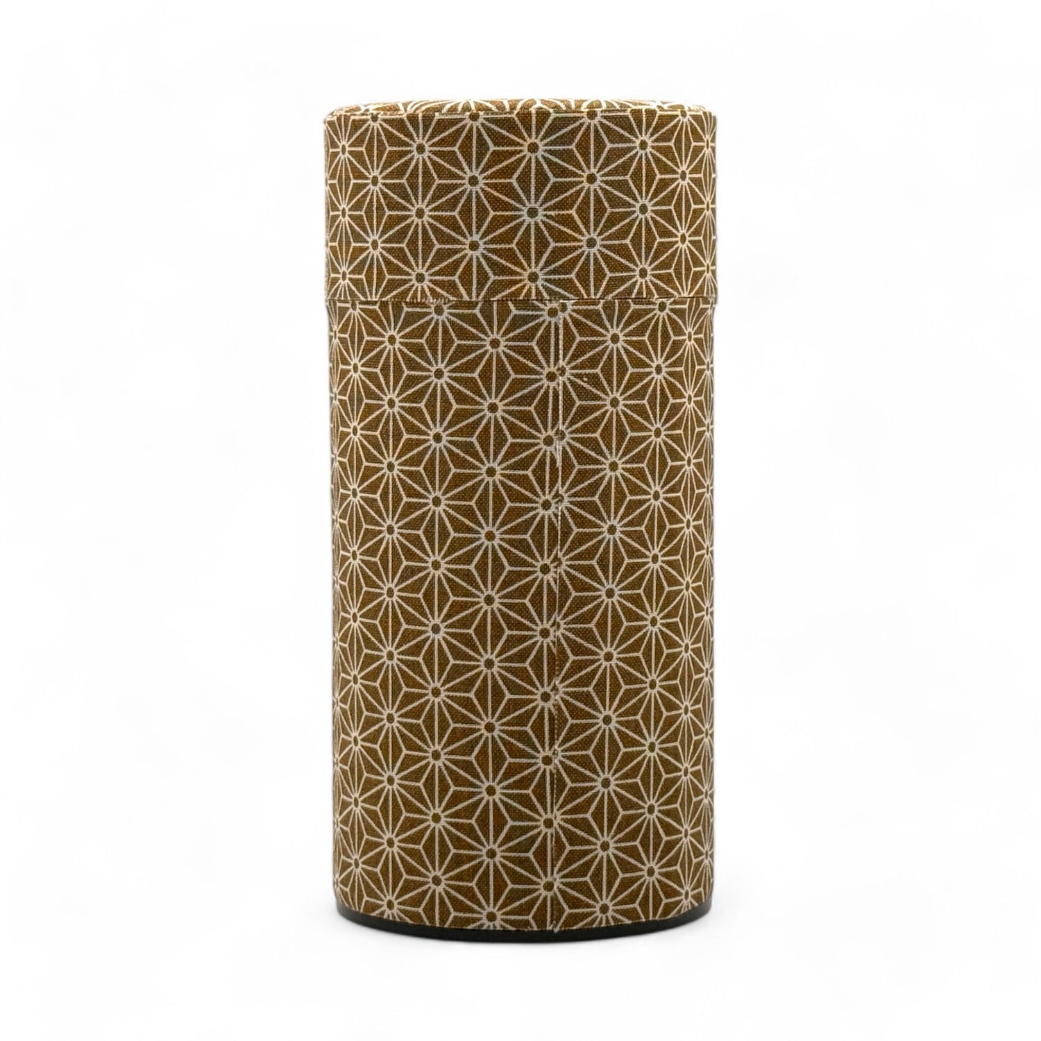 Okumura Seikan Asanoha Brown Washi Paper Wrapped Tea Canister (L) - Japanese Chazutsu