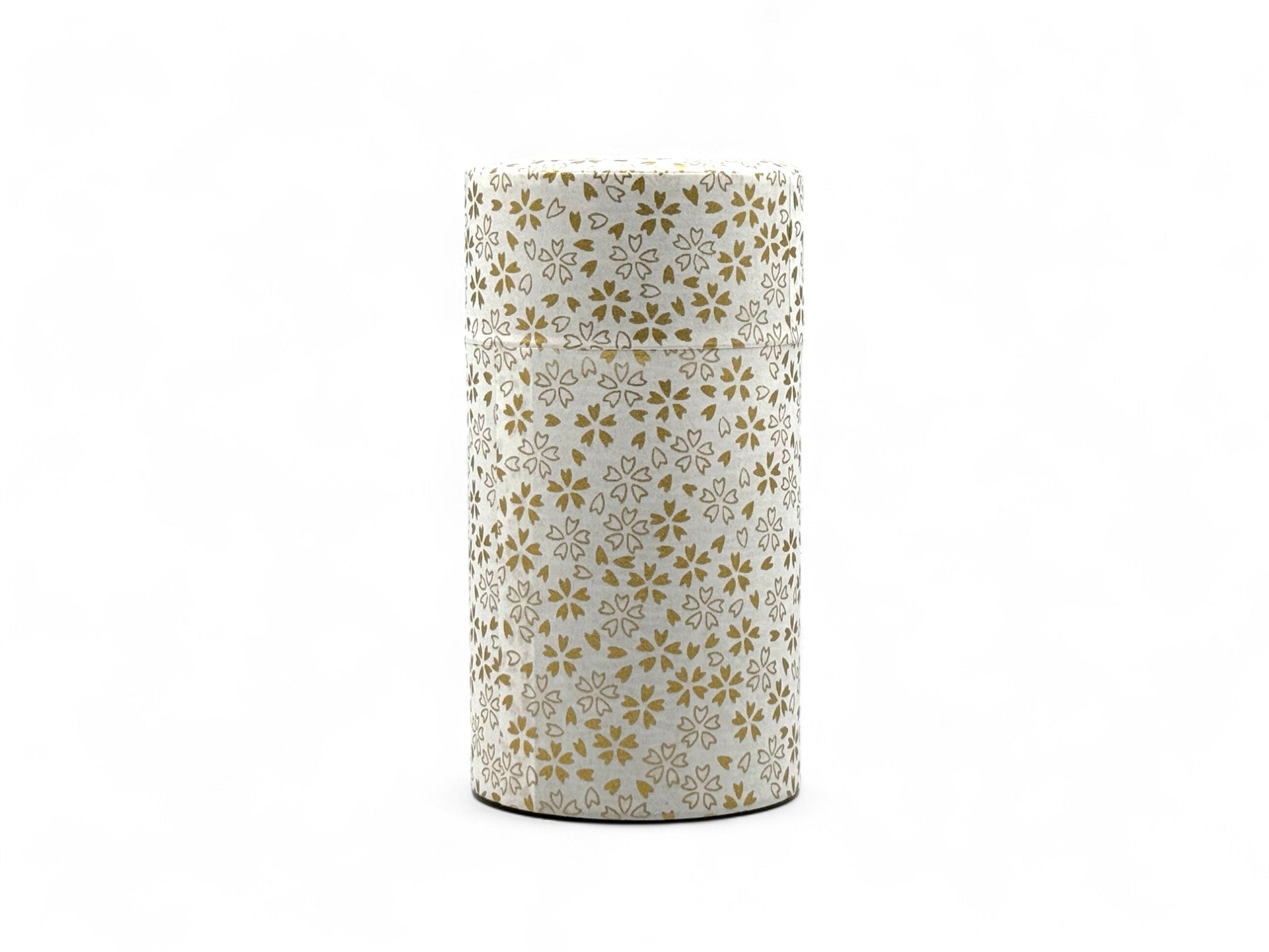 Kenran Hana White Washi Paper Wrapped Tea Canister (L) - Japanese Chazutsu