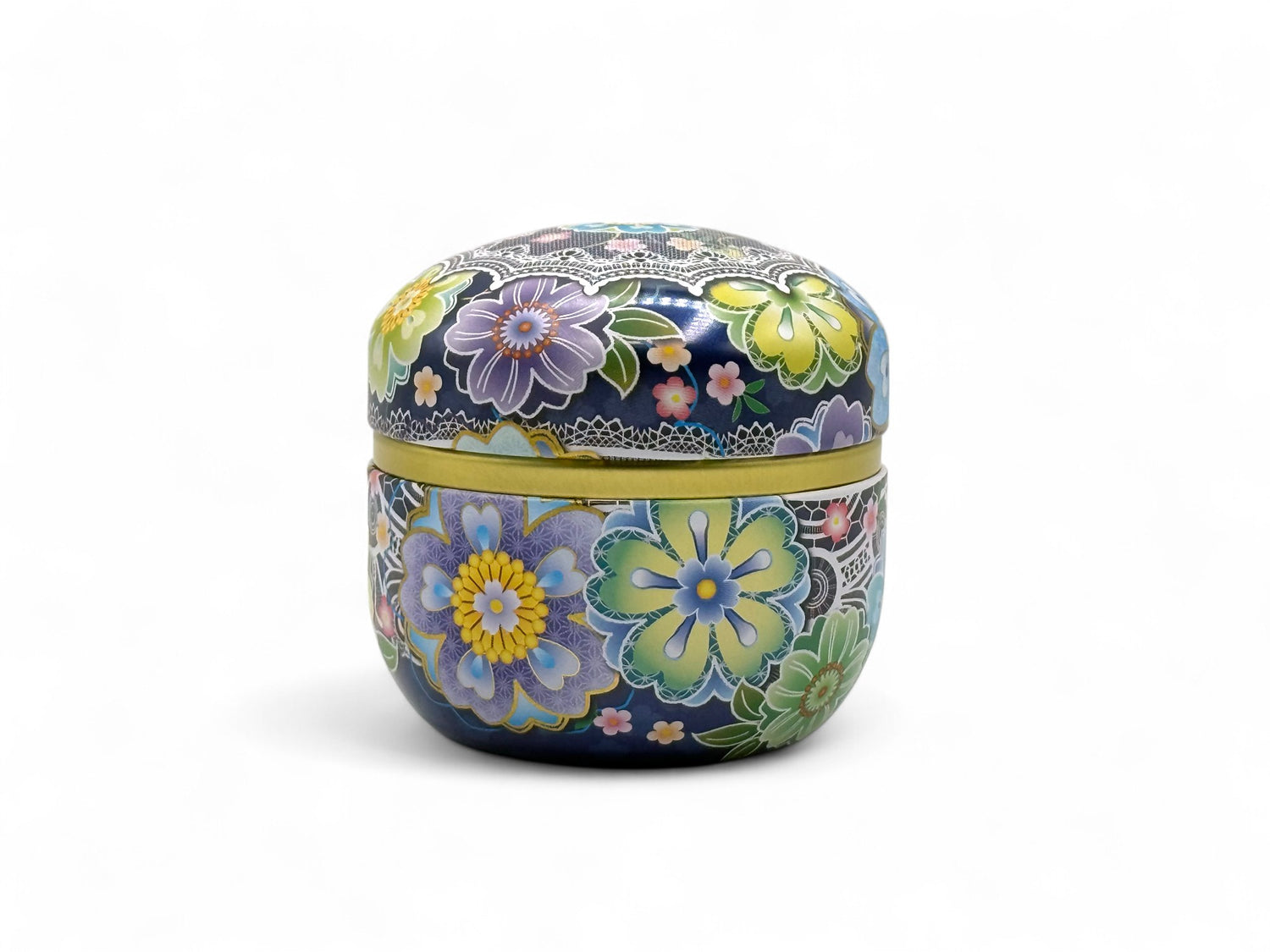 Toropikaru Hana Blue Metal Tea Canister - Japanese Chazutsu