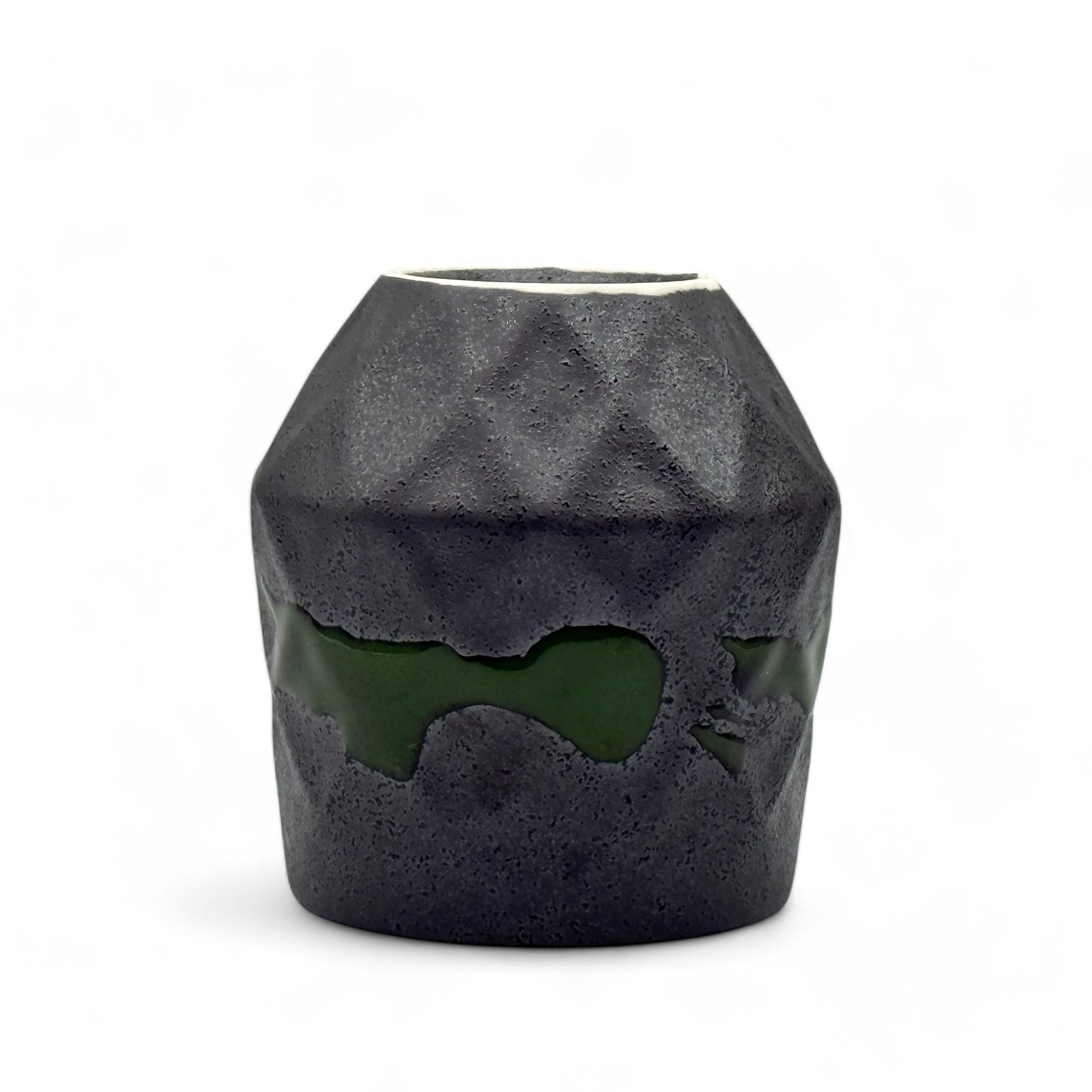 Kurobuki Ryusui Grey Green Mino-yaki Yunomi - Japanese Teacup
