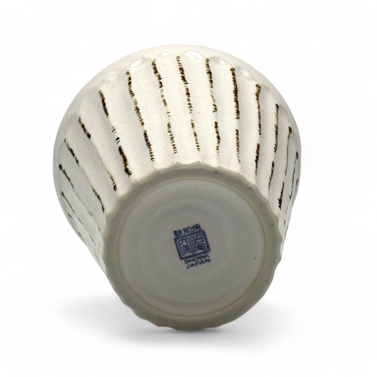 Shinogi Rust White Wide Mino-yaki Yunomi - Japanese Teacup