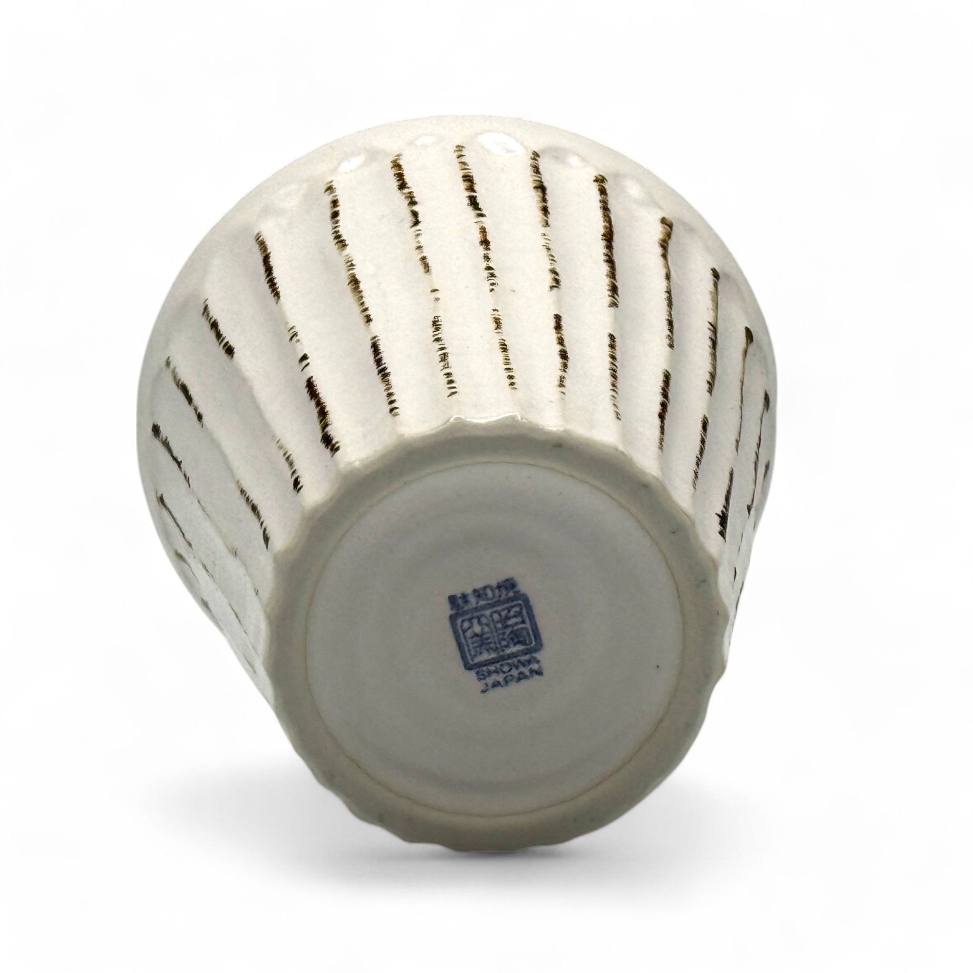 Shinogi Rust White Wide Mino-yaki Yunomi - Japanese Teacup