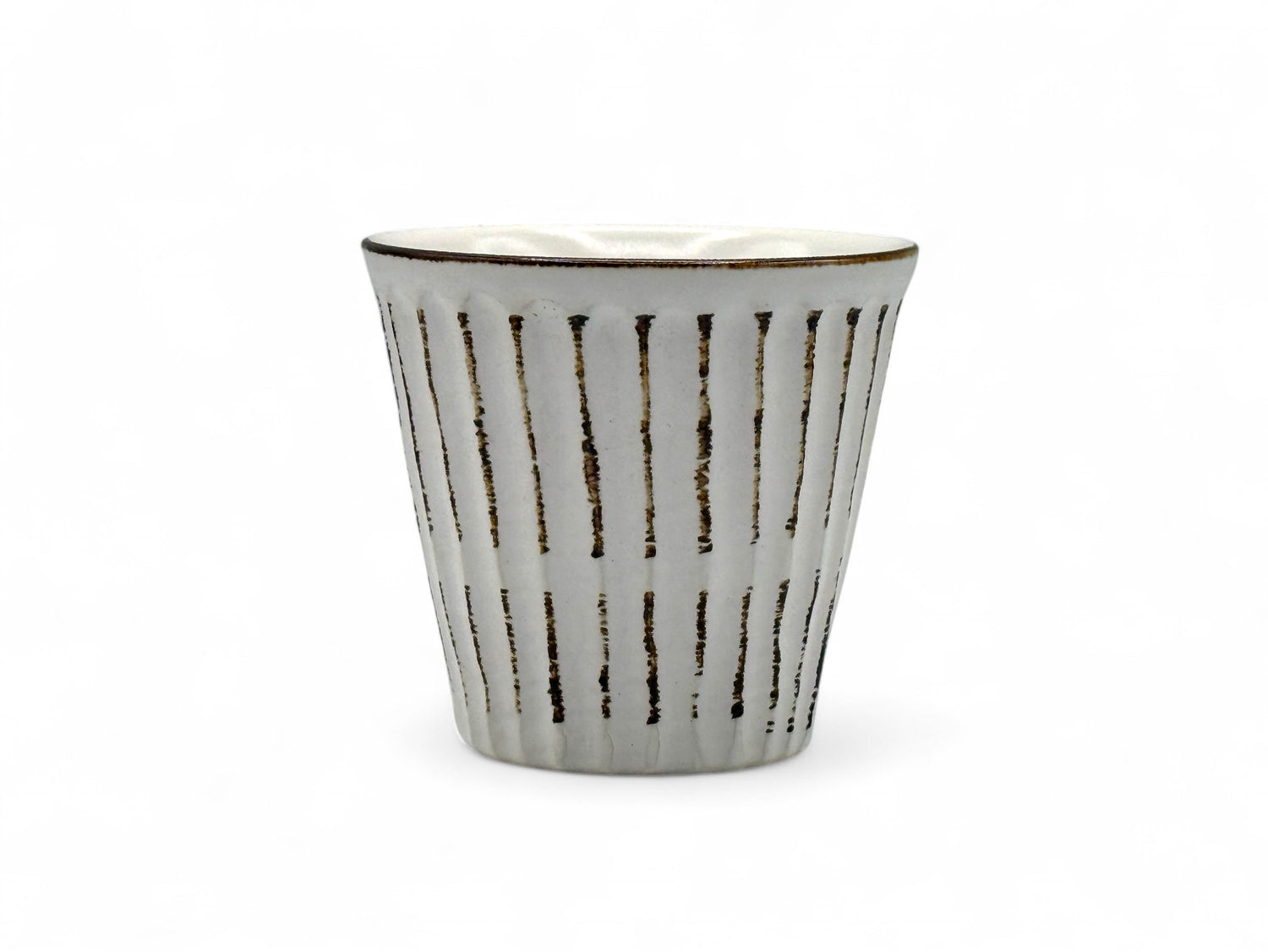 Shinogi Rust White Wide Mino-yaki Yunomi - Japanese Teacup