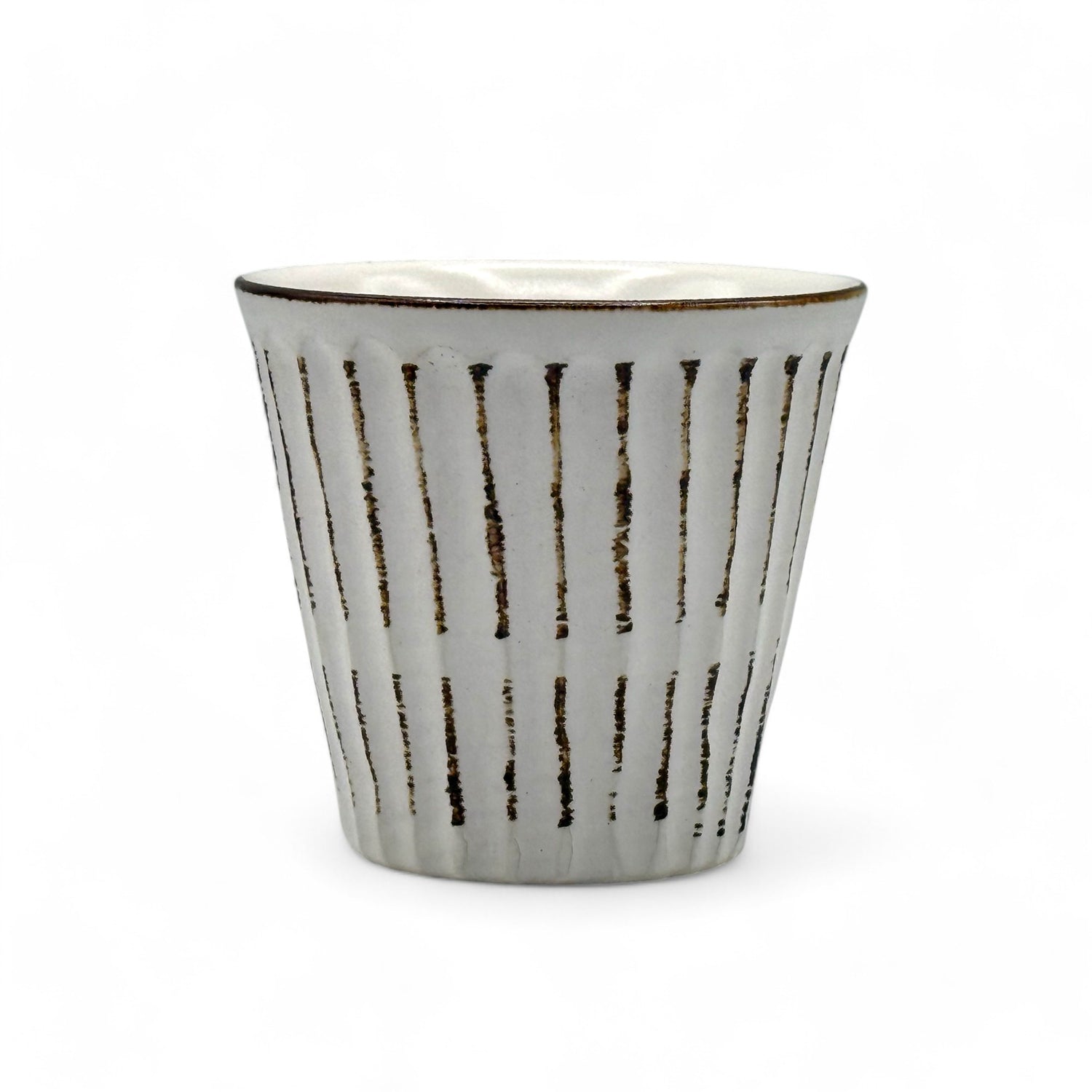 Shinogi Rust White Wide Mino-yaki Yunomi - Japanese Teacup