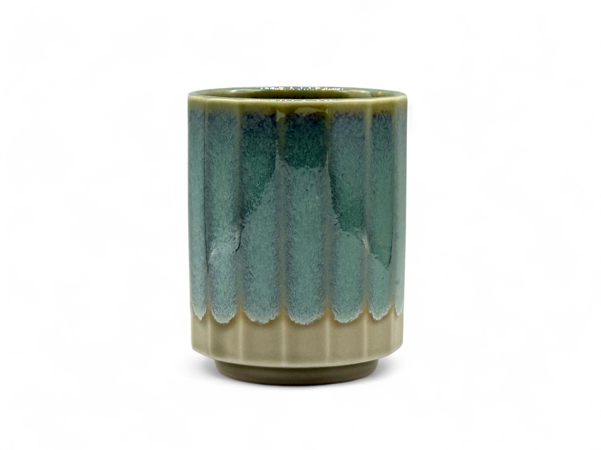 Ao Nagashi Green Mino-yaki Yunomi - Japanese Teacup