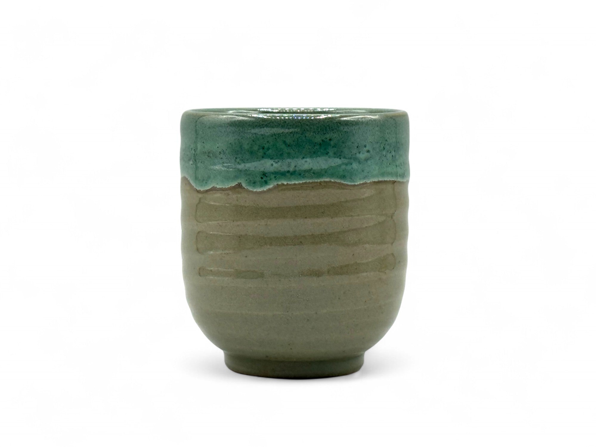 Kama-ryu Green Mino-yaki Yunomi - Japanese Teacup