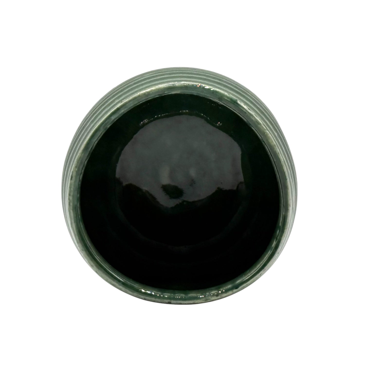 Oribe Stripe Green Mino-yaki Yunomi - Japanese Teacup