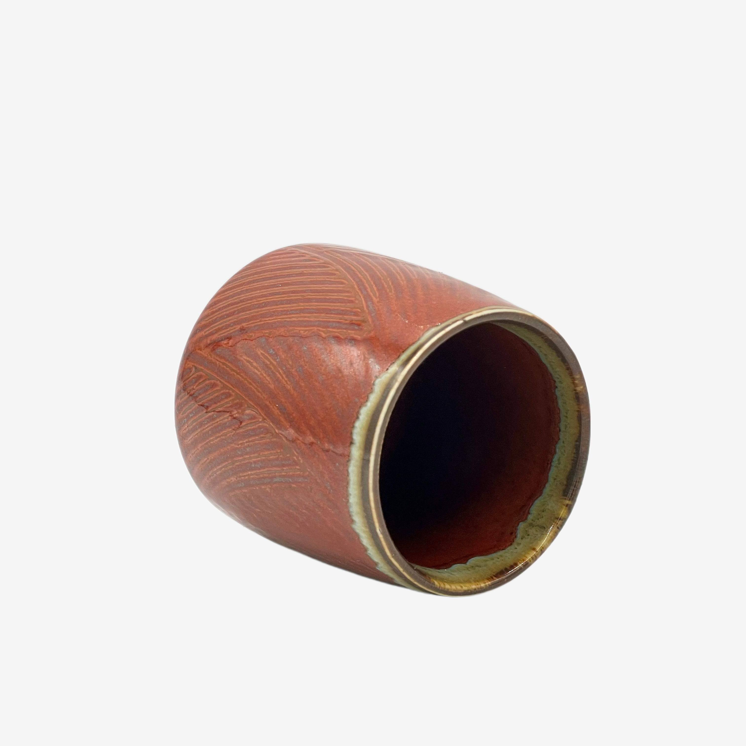 Shun Nagashi Red Yunomi - Japanese Teacup Teaware Inoue Tea