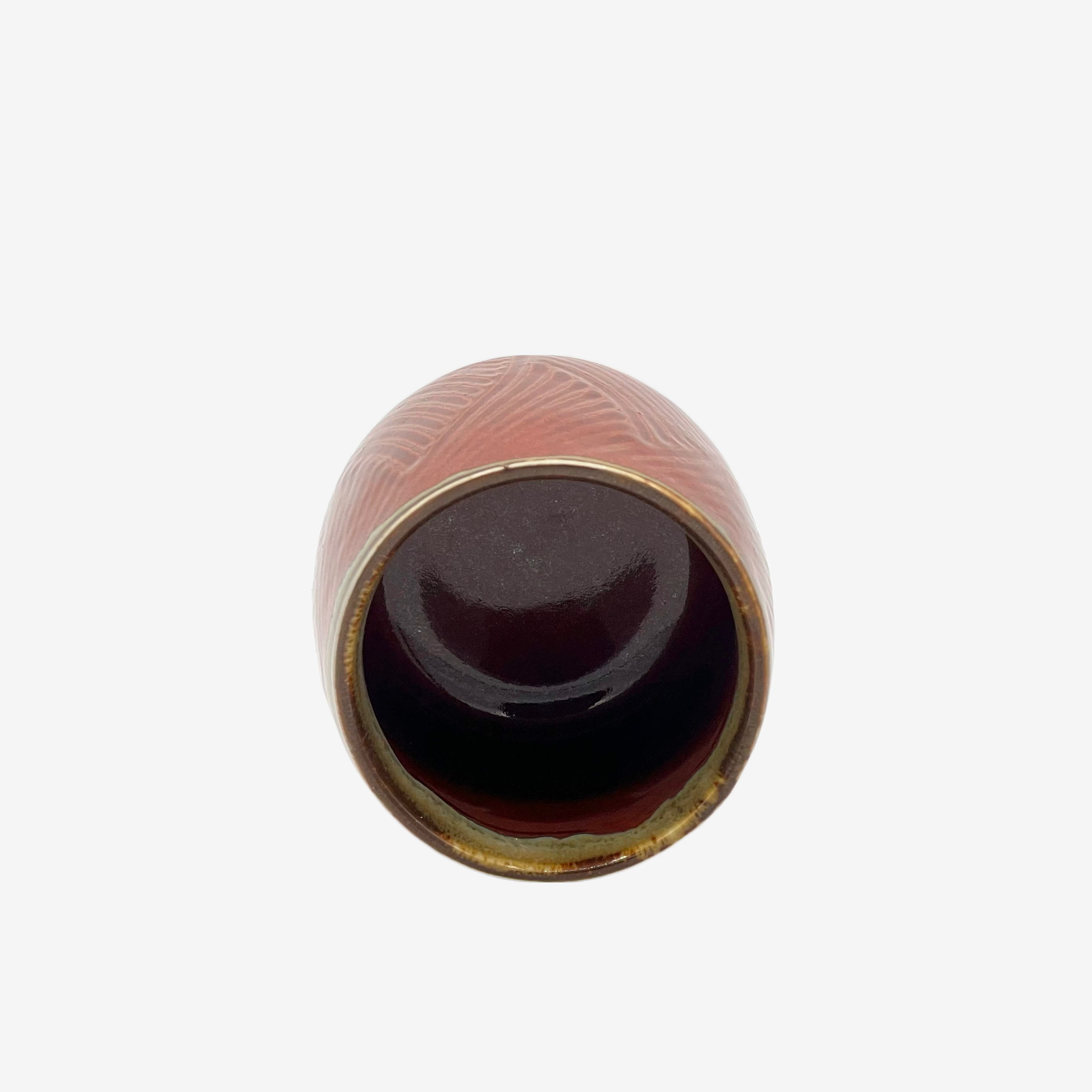 Shun Nagashi Red Yunomi - Japanese Teacup Teaware Inoue Tea