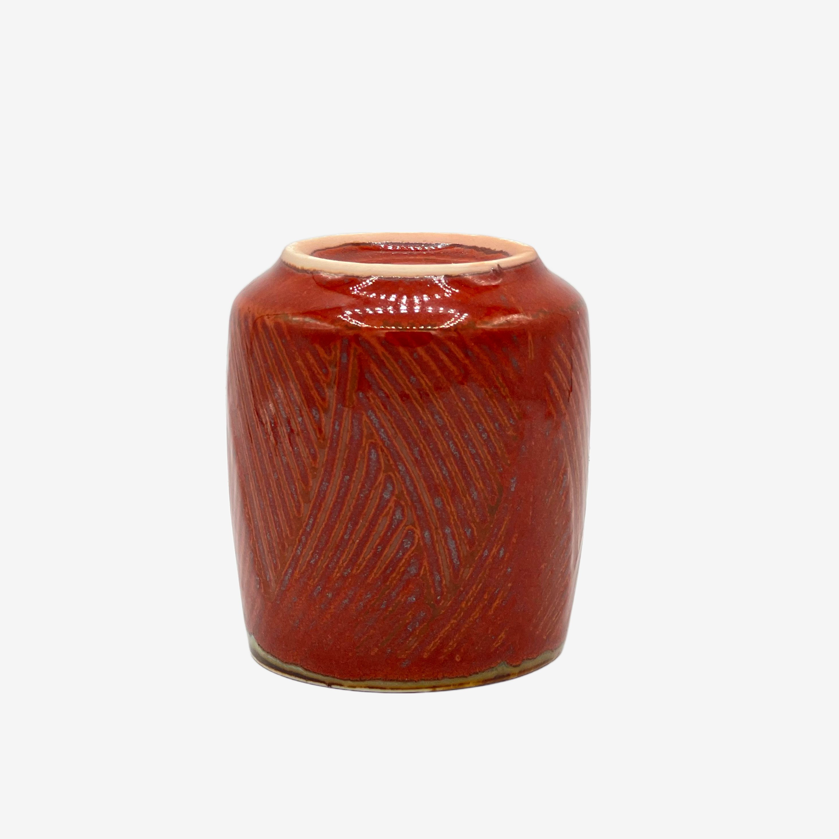 Shun Nagashi Red Yunomi - Japanese Teacup Teaware Inoue Tea