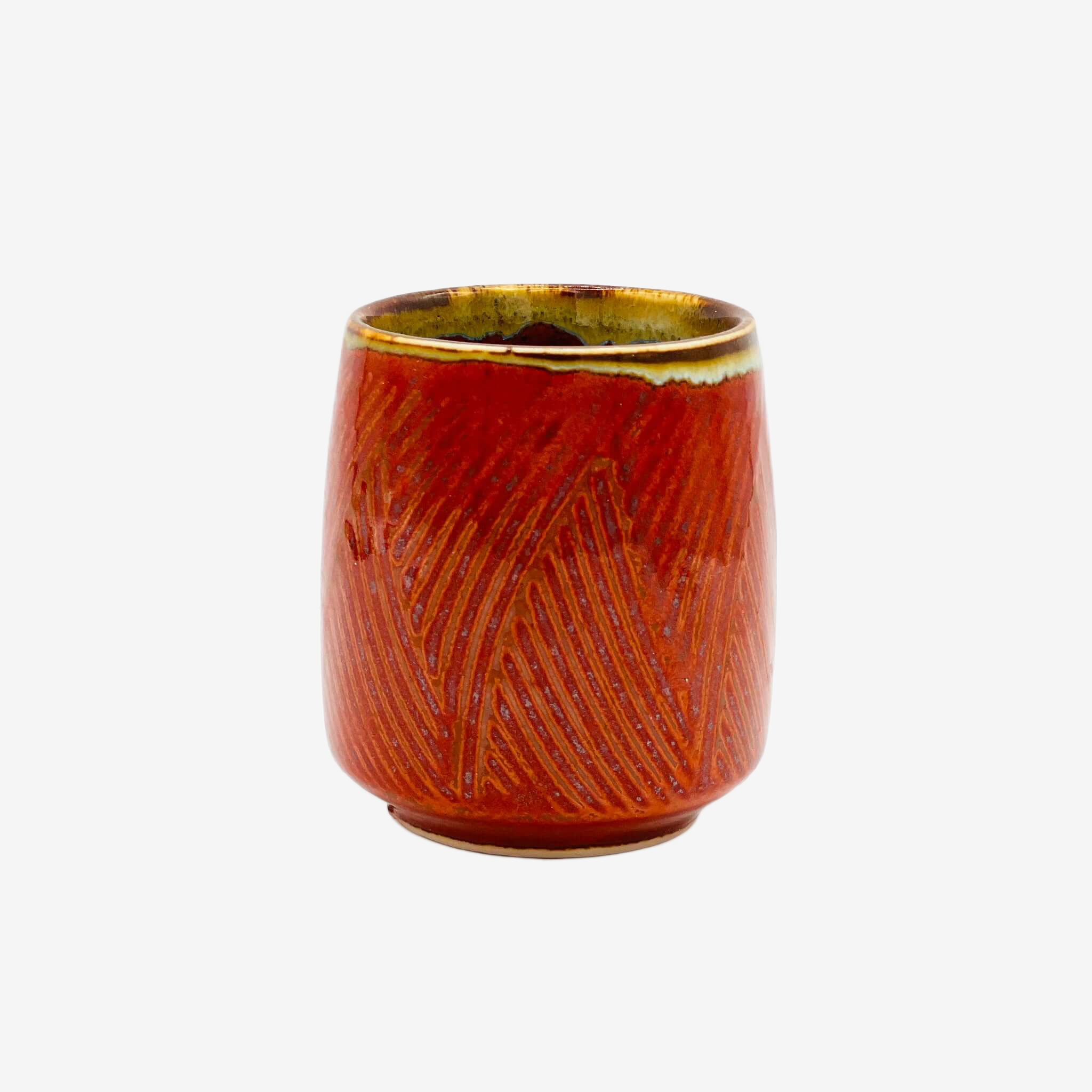 Shun Nagashi Red Yunomi - Japanese Teacup Teaware Inoue Tea